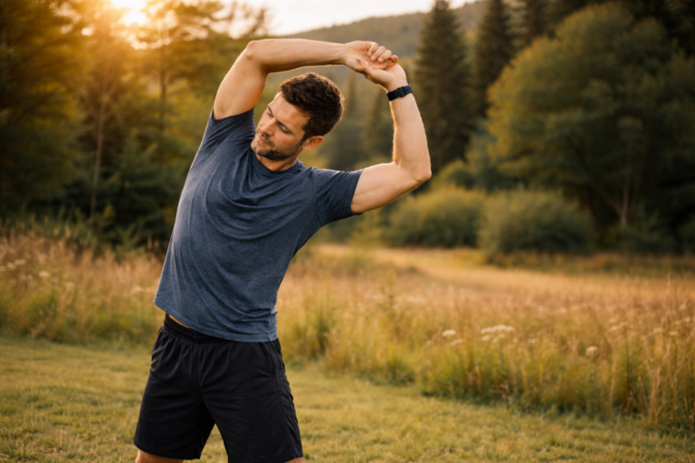 stretching in the evening sun